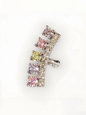 Ear Cuff  Platinum Plated Pastel Color Zirconia Claw Ear Clip